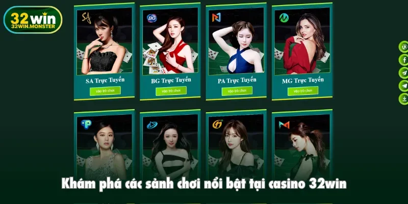 Khám phá các sảnh chơi nổi bật tại casino 32win