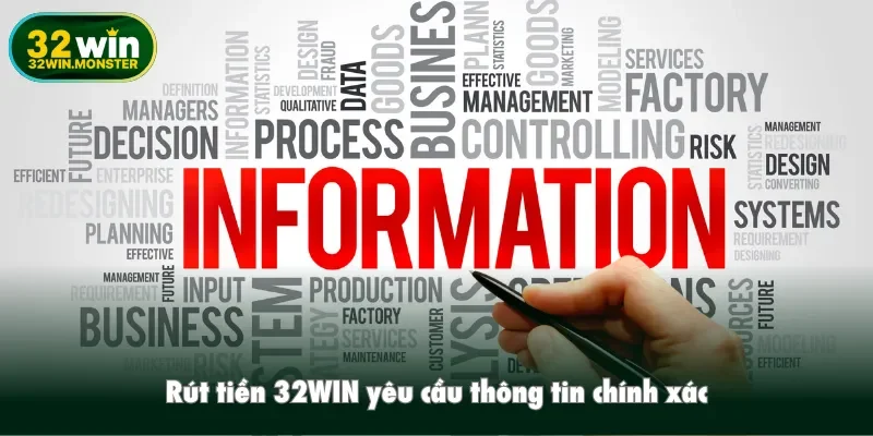 Rút tiền 32WIN yêu cầu thông tin chính xác